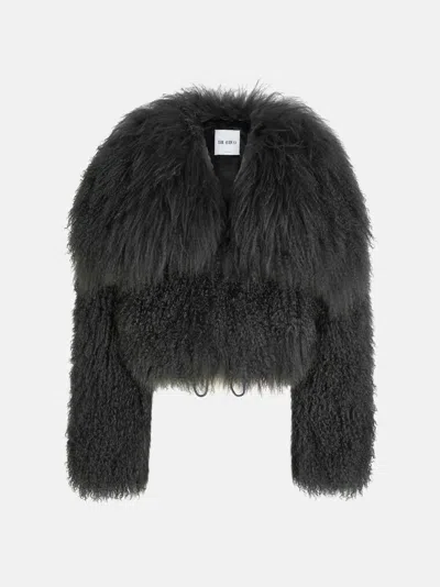 Attico Fur Bomber Jacket In Gray