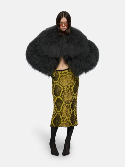 Attico Fur Bomber Jacket In Gray