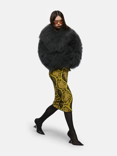 Attico Fur Bomber Jacket In Gray