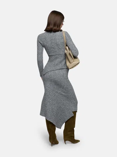 Attico Sweater In Brown Cable Wool Mix Knit In Gray