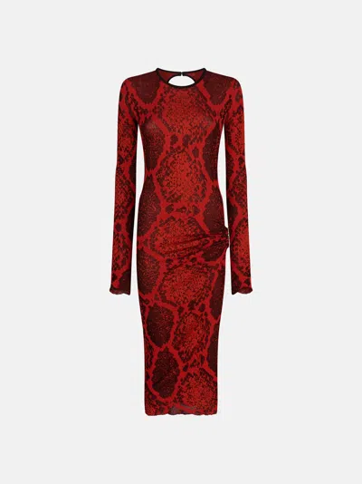 Attico Python Printed Viscose Blend Midi Dress In Red
