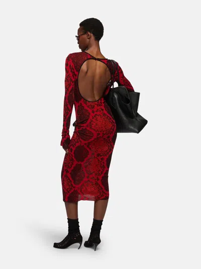 Attico Python Printed Viscose Blend Midi Dress In Red
