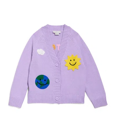 Stella Mccartney Cotton-wool Appliqué Cardigan In Purple