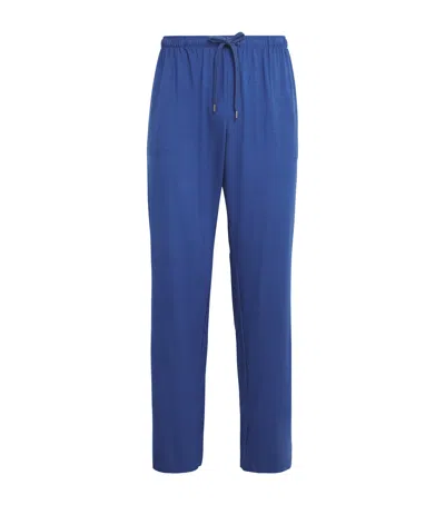 Derek Rose Mens Basel Relaxed-fit Stretch-modal Lounge Trousers Blue Xxl