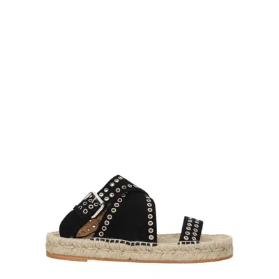 Isabel Marant Illya Eyelet-detailing Suede Espadrilles In Black