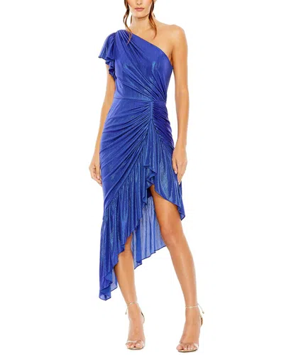 Mac Duggal 27075 One Shoulder Flutter Sleeve High Low Dress In Blue