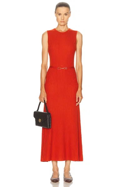 Gabriela Hearst Meier Belted Ribbed Wool And Cashmere-blend Midi Dress In Orange