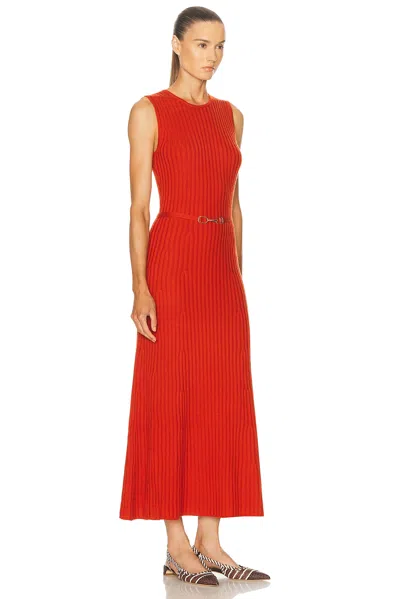 Gabriela Hearst Meier Belted Ribbed Wool And Cashmere-blend Midi Dress In Orange