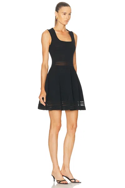 Simkhai Black Square Neck Dress With Flared Skirt In Fabric Woman