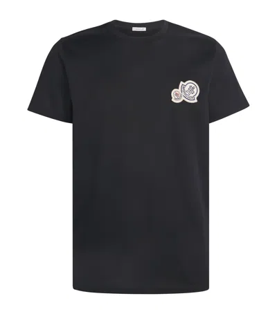 Moncler Crewneck T Shirt Featuring Multiple Patches In Black