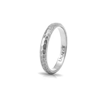 Unaloe Band In Hammered Sterling Silver An Emblem Of Courage And Determination Men's Silver Ring In Silver