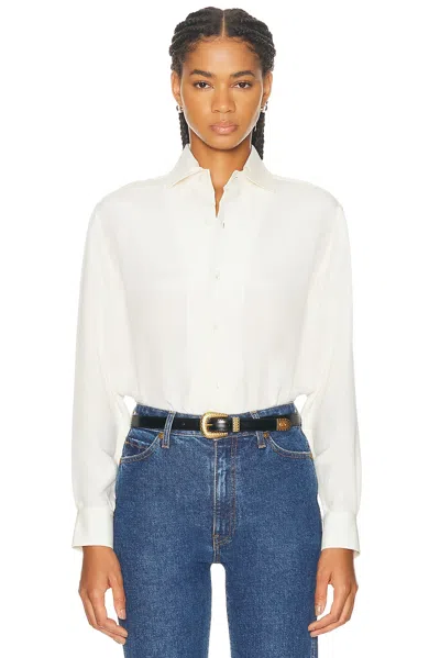 Ralph Lauren Silk Collared Blouse In White