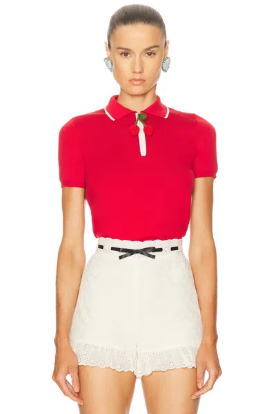 Valentino Knitwear With Cherry Detail And Polo Collar In Multi