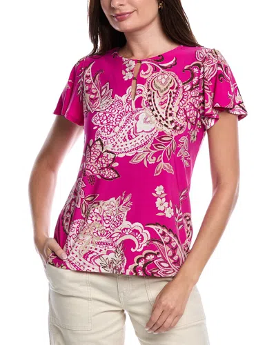 Jones New York Flutter Sleeve Top In Pink