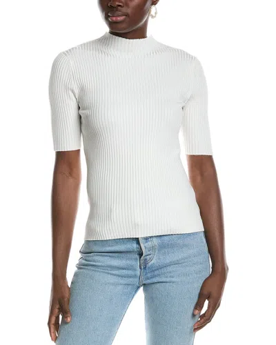 Truth Ribbed Mock Neck Pullover In White