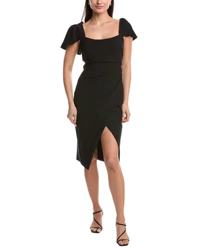 Black Halo Meredith Cutout Bodycon Faux-wrap Dress In Black