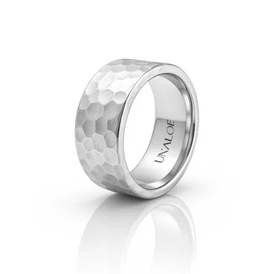 Unaloe Men's Silver Ring Francesina Band In Hammered Sterling Silver: A Symbol Of Strength In Silver