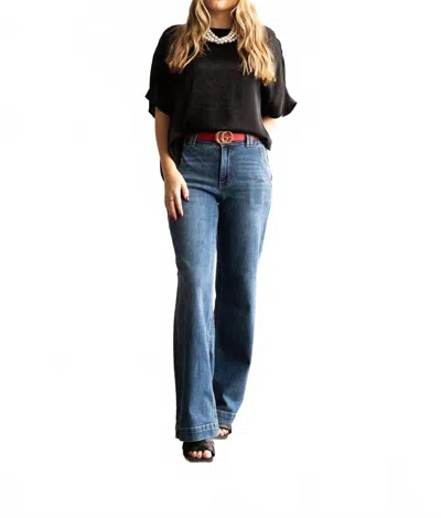 Judy Blue Double Button Boss Babe Jeans In Blue In Blue