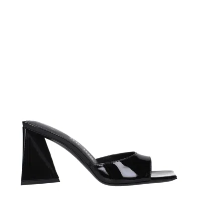 Attico Patent Leather Venus Mules With Statement Heel 9cm In Black