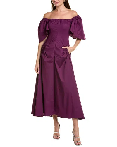 Bgl Ruched Midi Dress In Purple