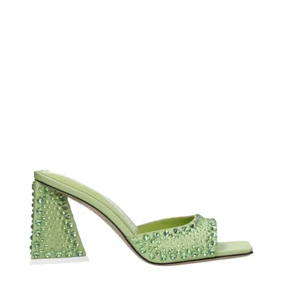 Attico Rhinestone-covered Block Heel Mules In Green