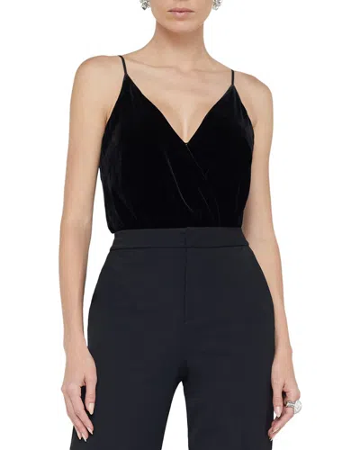 L'agence Jaxon Draped Silk-blend Bodysuit In Black