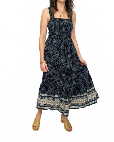 Tribal Sleeveless Dress W/ruching In Deep Sea In Multi