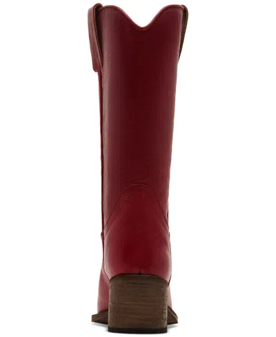 Steve Madden Albany Western Leather Cowboy Boot In Red Leather, Women's At Urban Outfitters In Red