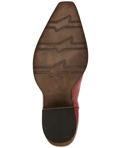 Steve Madden Albany Western Leather Cowboy Boot In Red Leather, Women's At Urban Outfitters In Red
