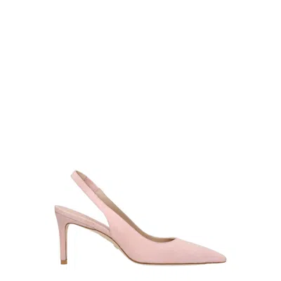 Stuart Weitzman Pointed Toe Kitten Heel Pumps In Pink