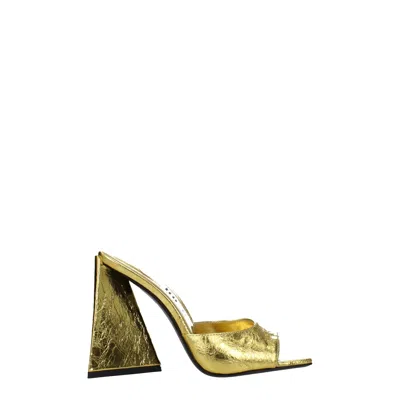 Attico Devon Laminated Leather Mules In Gold