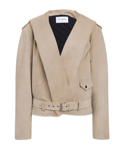 Alaïa Alaia Full-coverage Hooded Biker Jacket Size 38 In Nude