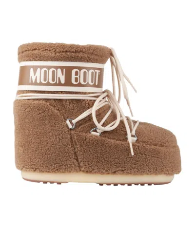 Moon Boot Icon Low Camel Fleece Boots In Brown