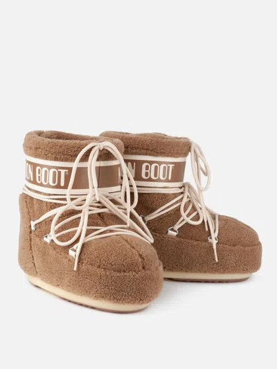 Moon Boot Icon Low Camel Fleece Boots In Brown