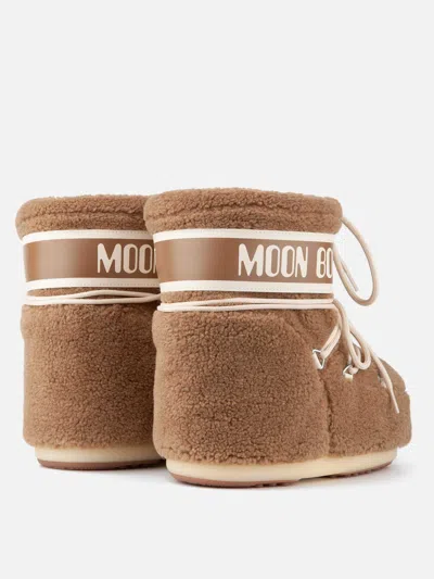Moon Boot Icon Low Camel Fleece Boots In Brown