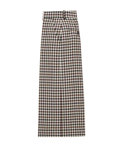 Saint Laurent Culottes In Wool Check In Multi