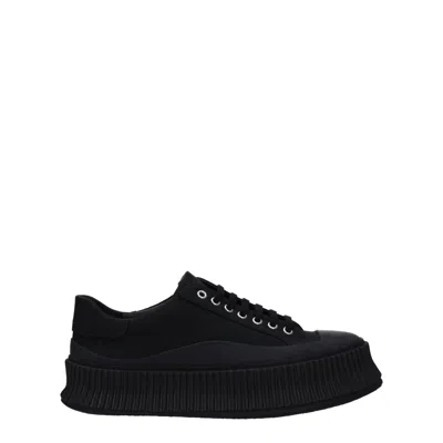 Jil Sander Oversize Sole Canvas Sneakers In Black