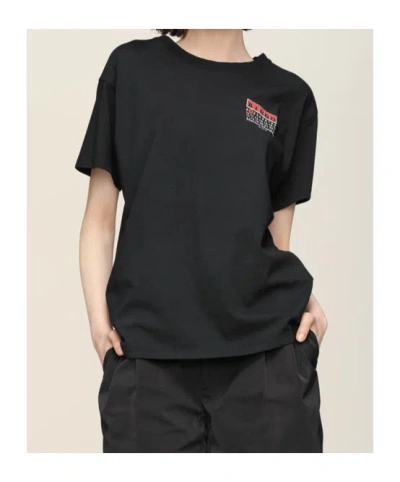 Maison Margiela Blingo Short-sleeved Black Cotton T-shirt. Graphic On The Front, Fou In Black