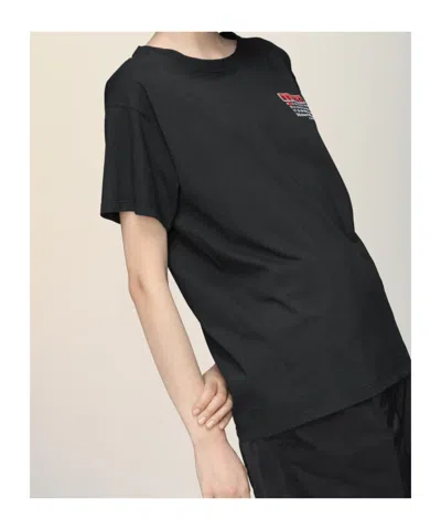 Maison Margiela Blingo Short-sleeved Black Cotton T-shirt. Graphic On The Front, Fou In Black