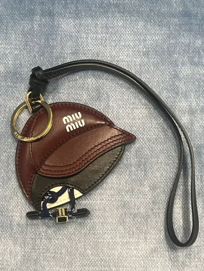 Miu Miu Leather Key Ring In Black
