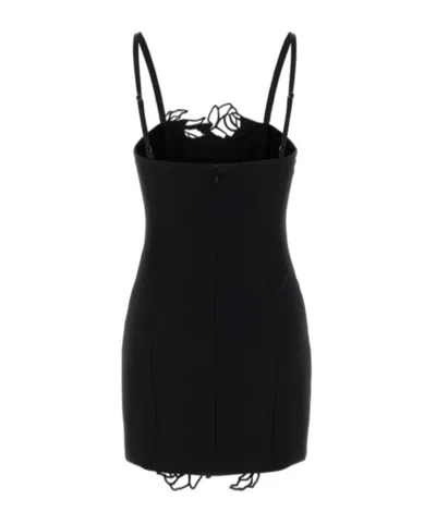 Blumarine Rose-embellished Mini Dress In Black