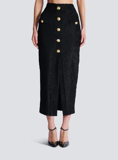 Balmain Jacquard-pattern Skirt In Black