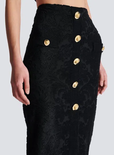 Balmain Jacquard-pattern Skirt In Black