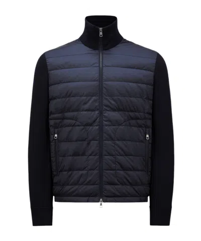 Moncler Long-sleeved Padded Cardigan In Black
