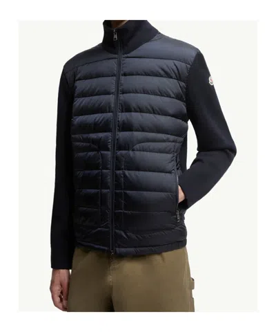 Moncler Long-sleeved Padded Cardigan In Black