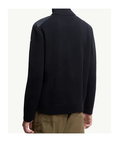 Moncler Long-sleeved Padded Cardigan In Black