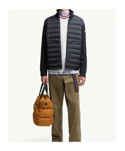 Moncler Long-sleeved Padded Cardigan In Black