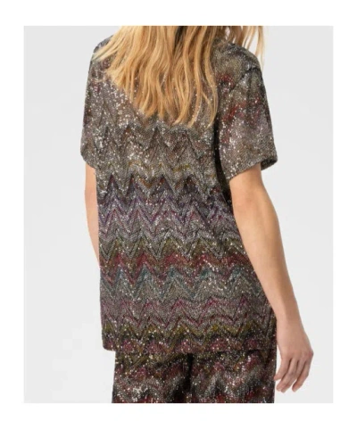 Missoni Short Sleeve T-shirt With Zigzag And Sequins In Multi