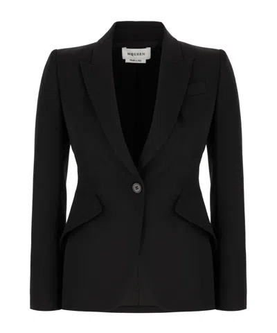 Alexander Mcqueen Upside-down Lapel Jacket In Black