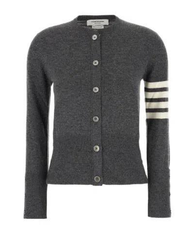 Thom Browne Cashmere Cardigan With Ribbed Texture And Button Detailing In Gray